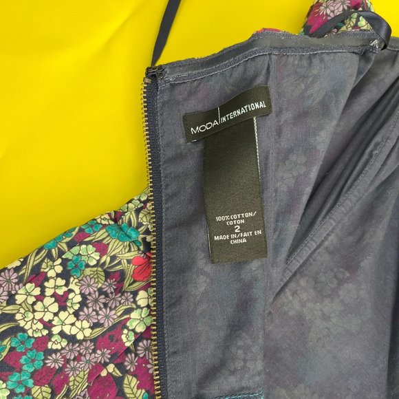 Moda International Strapless Dress, Purple Teal and Pink Floral, Size 2 - Picture 6 of 12